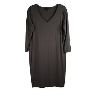 Eileen Fisher Dress Size Small Long Sleeve Tunic Dark Gray Stretch Knit Viscose